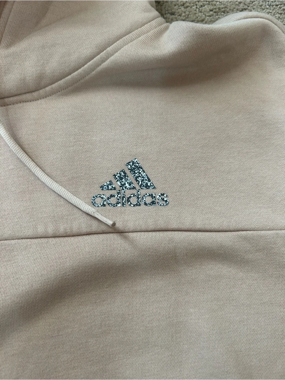 adidas Men's Light Beige Hoodie with Small Logo